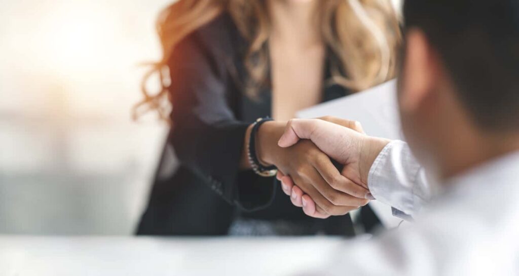businesswoman handshake and business people. successful business concept.