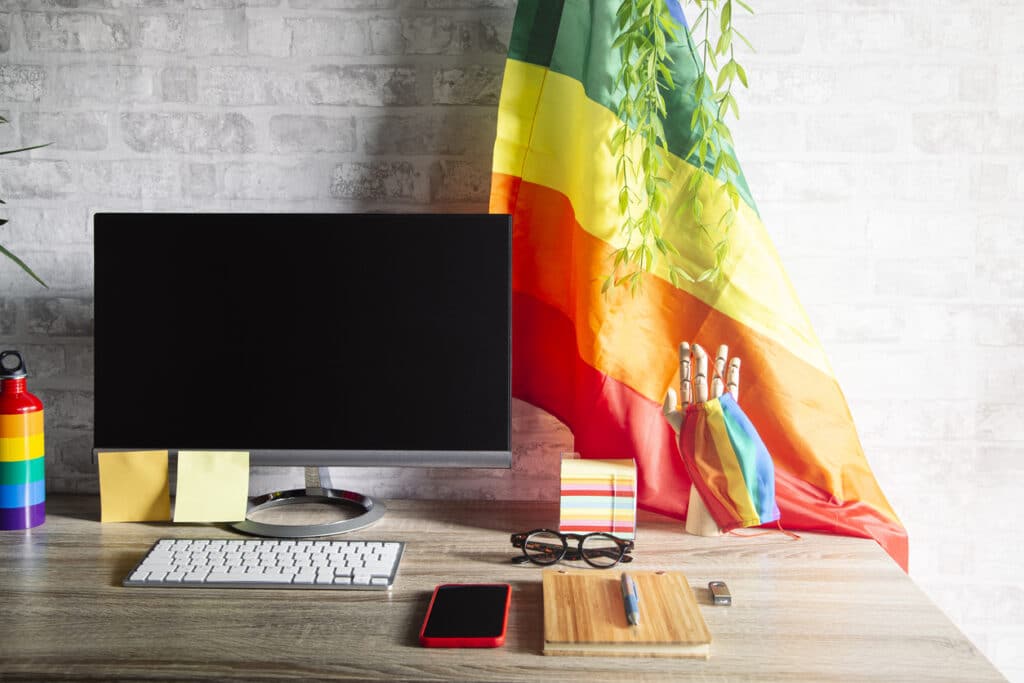 office with lgbt accessories and decoration. lgbtq culture